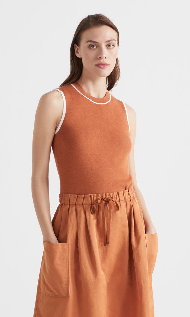 Vera Sleeveless Burnt Orange/Ivory