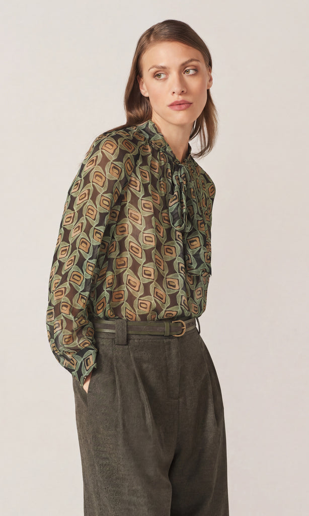 Acrea Tie Blouse Celadon
