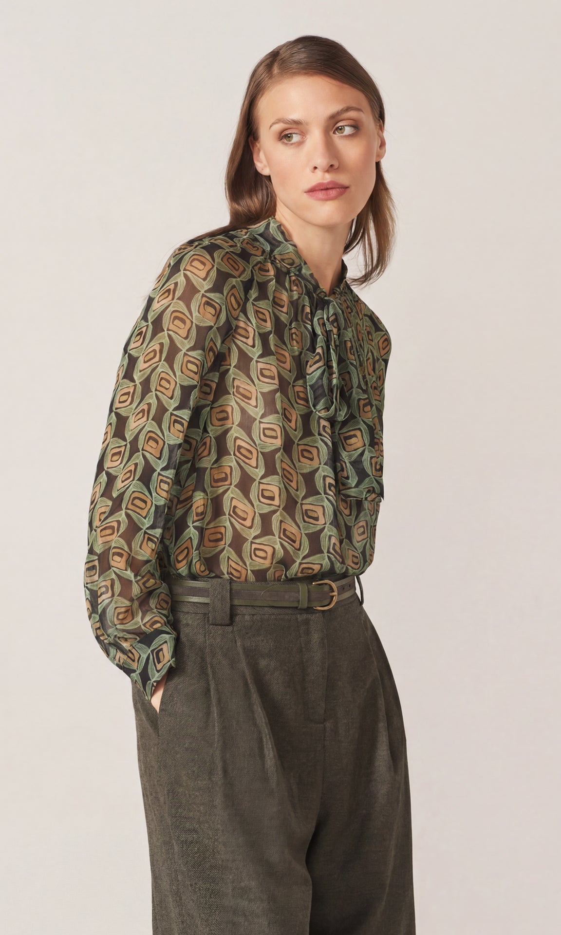Acrea Tie Blouse Celadon