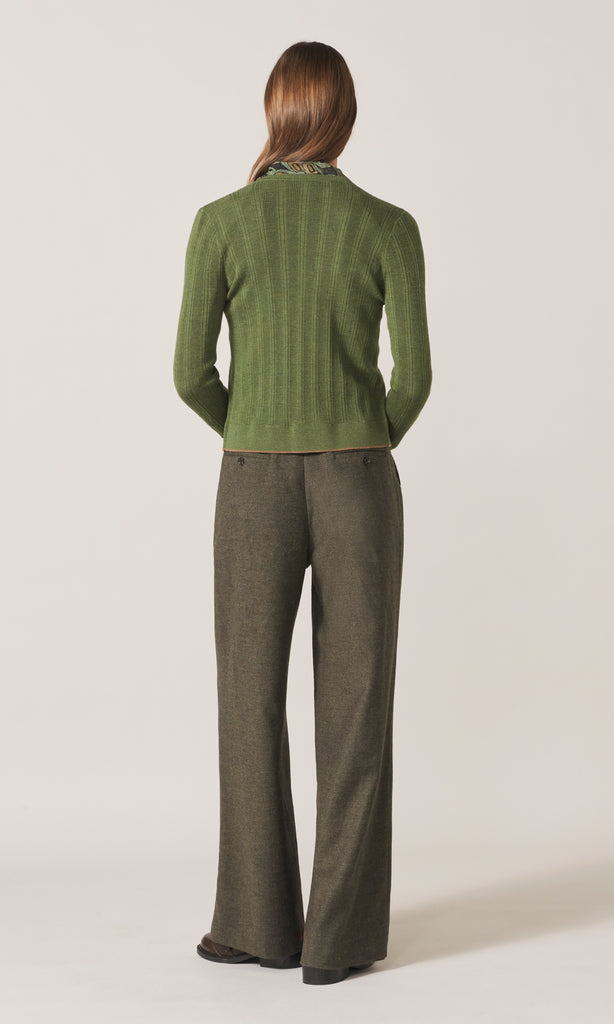 Exeter LS Ruffle Top Moss