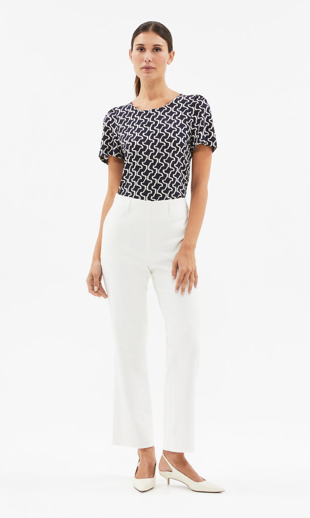 Luna T-shirt Navy/Ecru