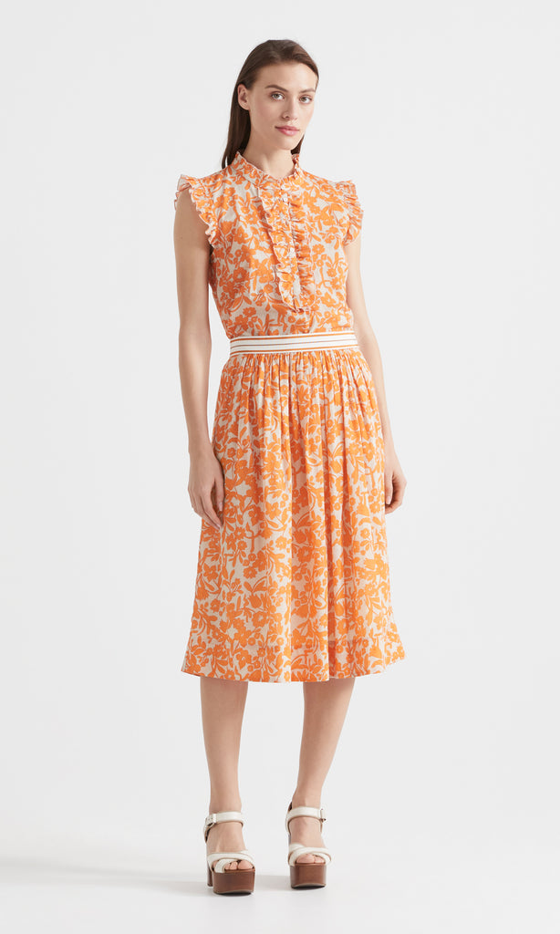 Orange Bloom Ruffle Top Apricot
