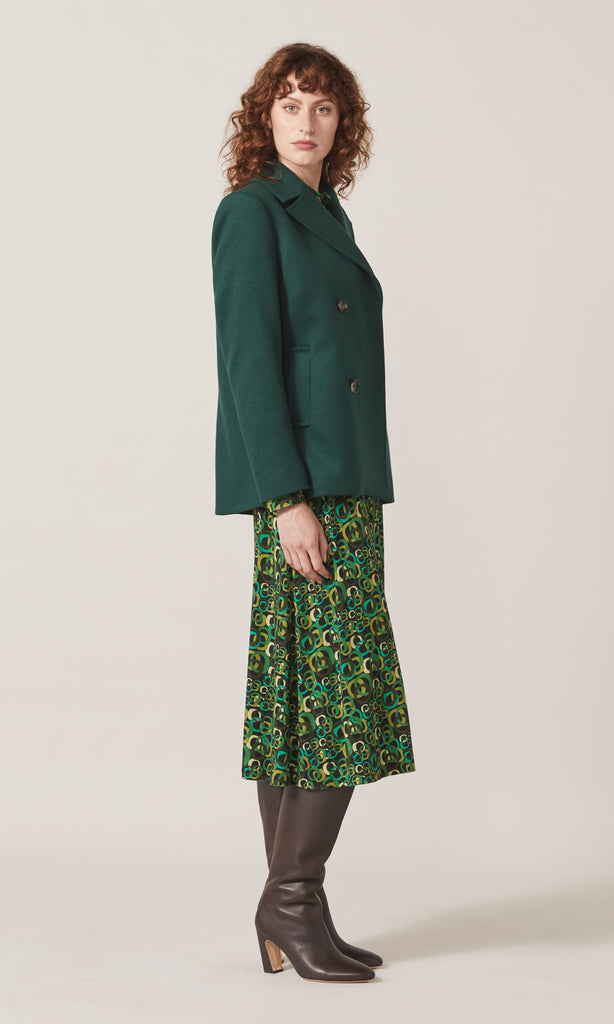 Kelly Dble Breasted Coat Emerald