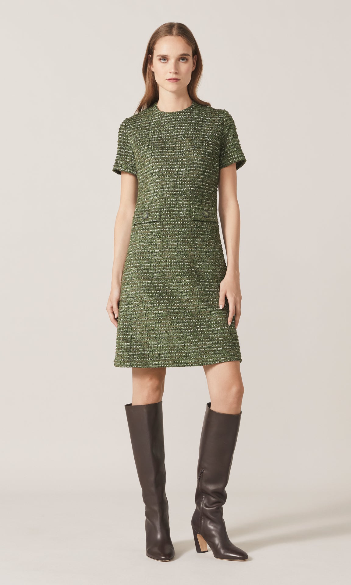 Blair Tweed Dress Evergreen