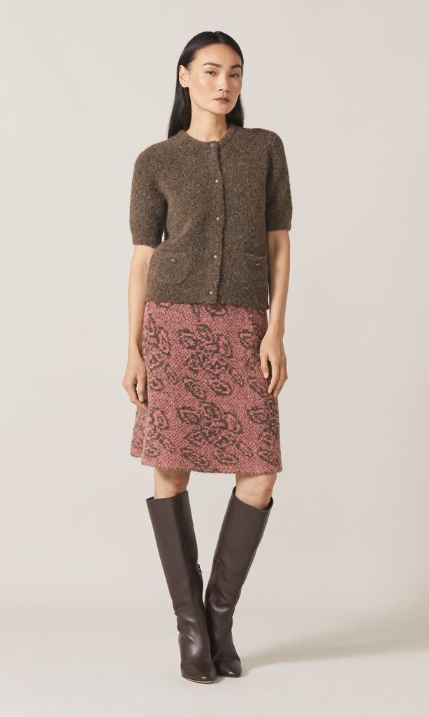 Orla Jacquard Skirt Pink/Choc