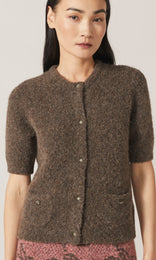 Orla Alpaca Crew Cardigan Chocolate