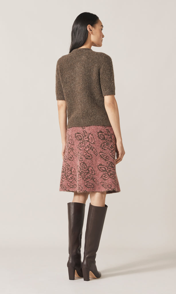 Orla Alpaca Crew Cardigan Chocolate