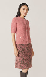 Orla Alpaca Crew Cardigan Dark Pink