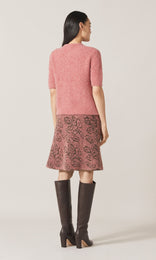 Orla Alpaca Crew Cardigan Dark Pink