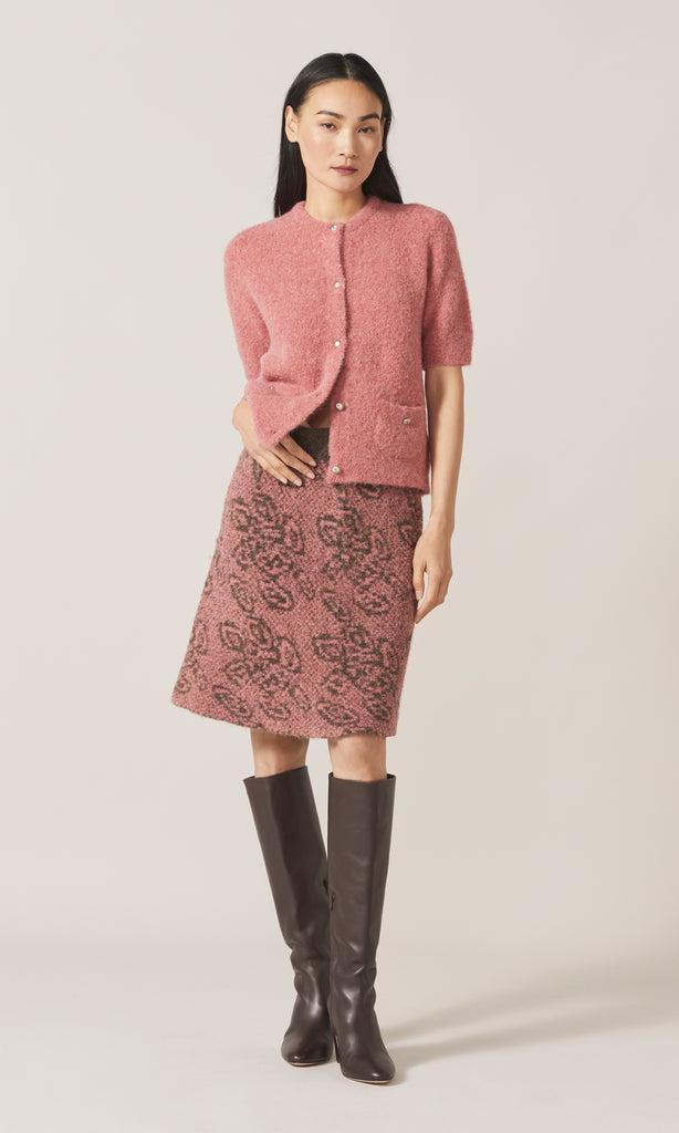 Orla Alpaca Crew Cardigan Dark Pink