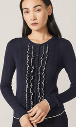 Exeter LS Ruffle Top Navy