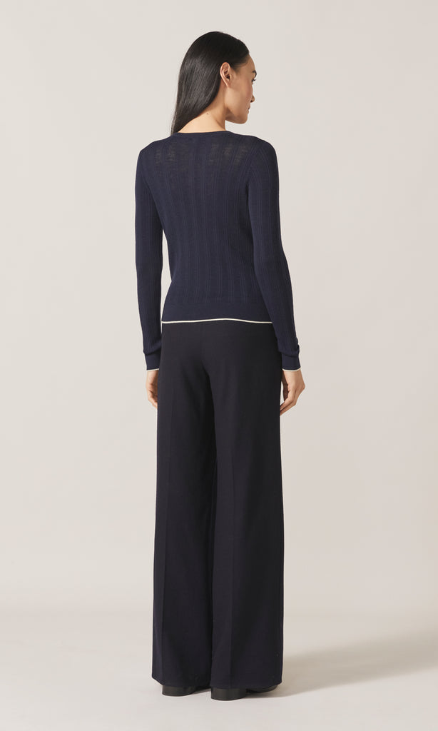 Exeter LS Ruffle Top Navy