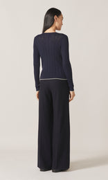 Exeter LS Ruffle Top Navy