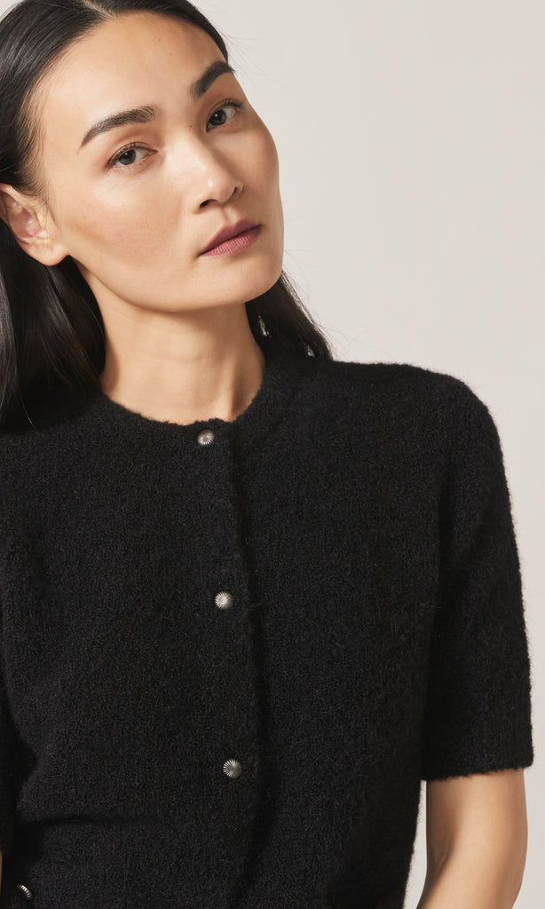 Orla Alpaca Crew Cardigan Black