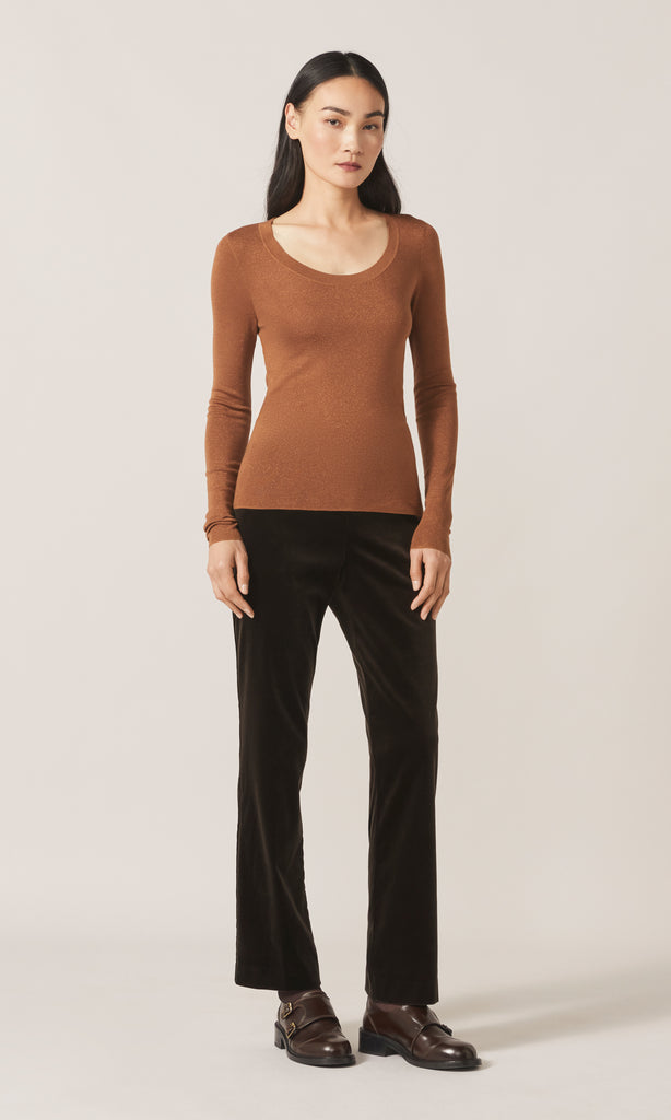 Adelphi Lurex LS Crew Camel