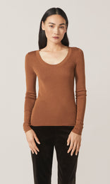 Adelphi Lurex LS Crew Camel
