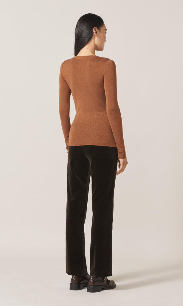 Adelphi Lurex LS Crew Camel