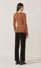 Adelphi Lurex LS Crew Camel