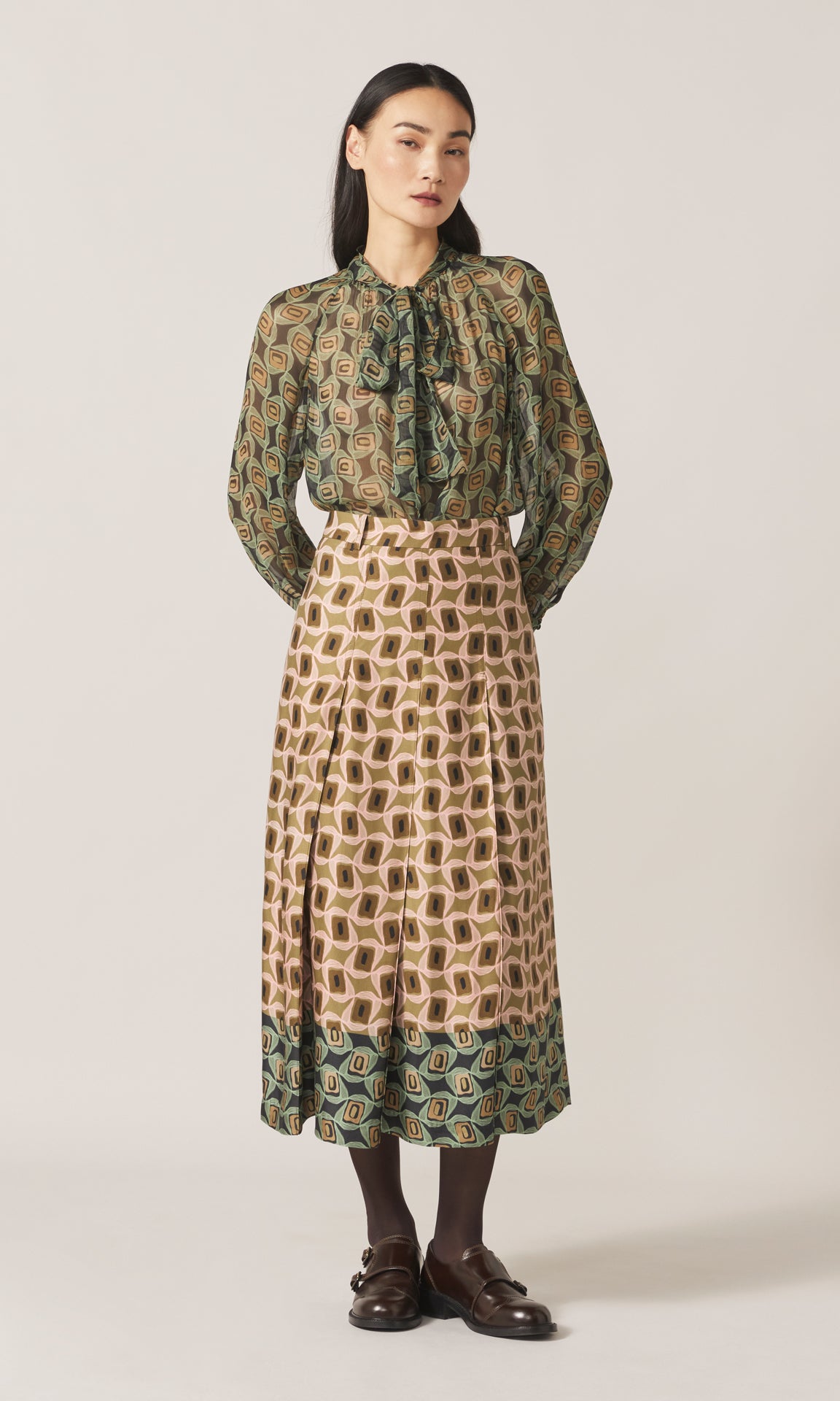 Primrose Pleated Skirt Olive