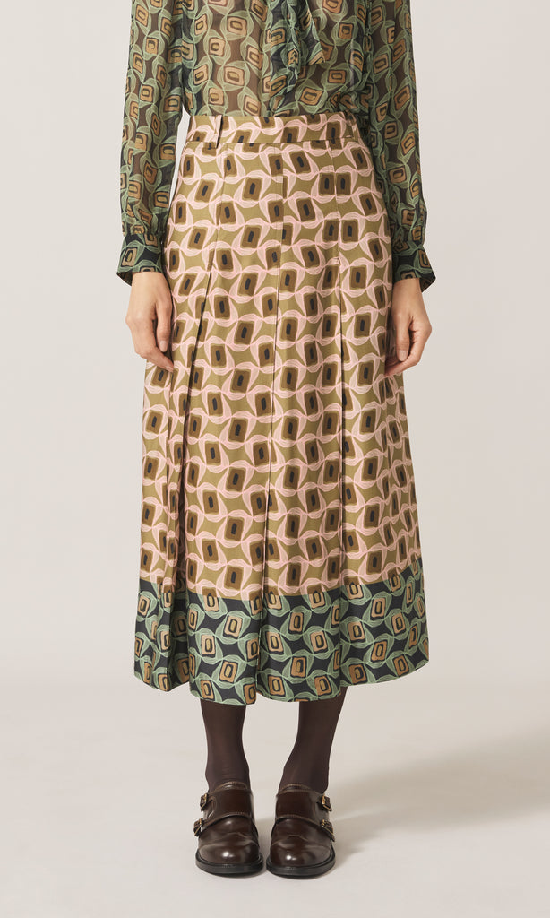 Primrose Pleated Skirt Olive