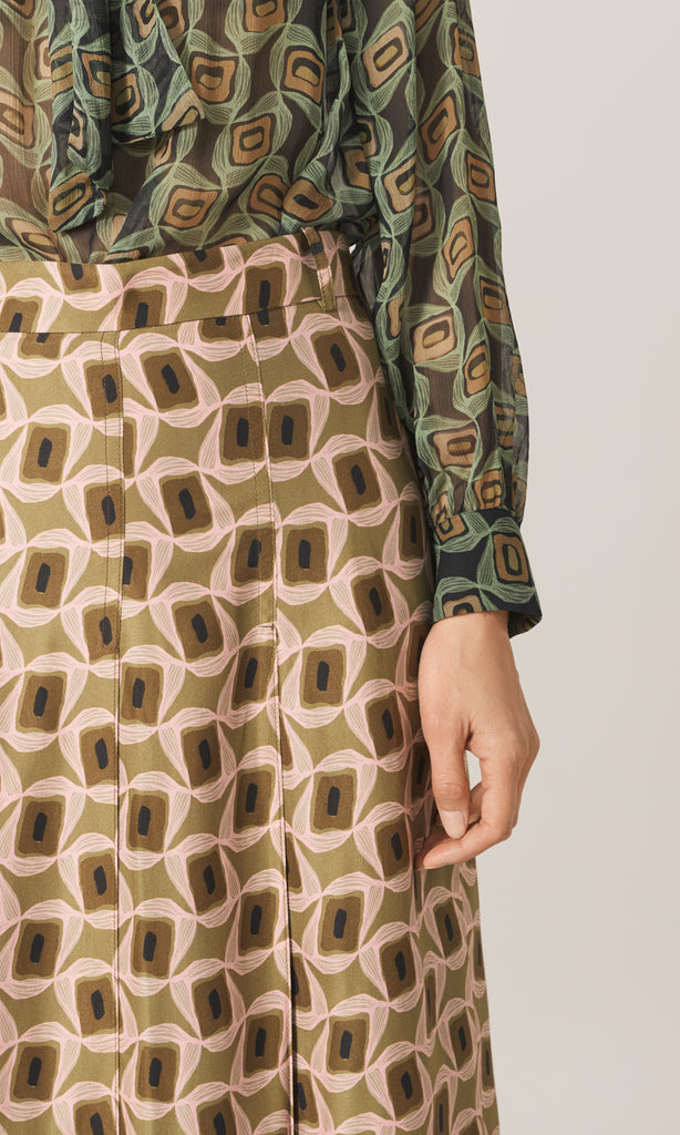 Primrose Pleated Skirt Olive