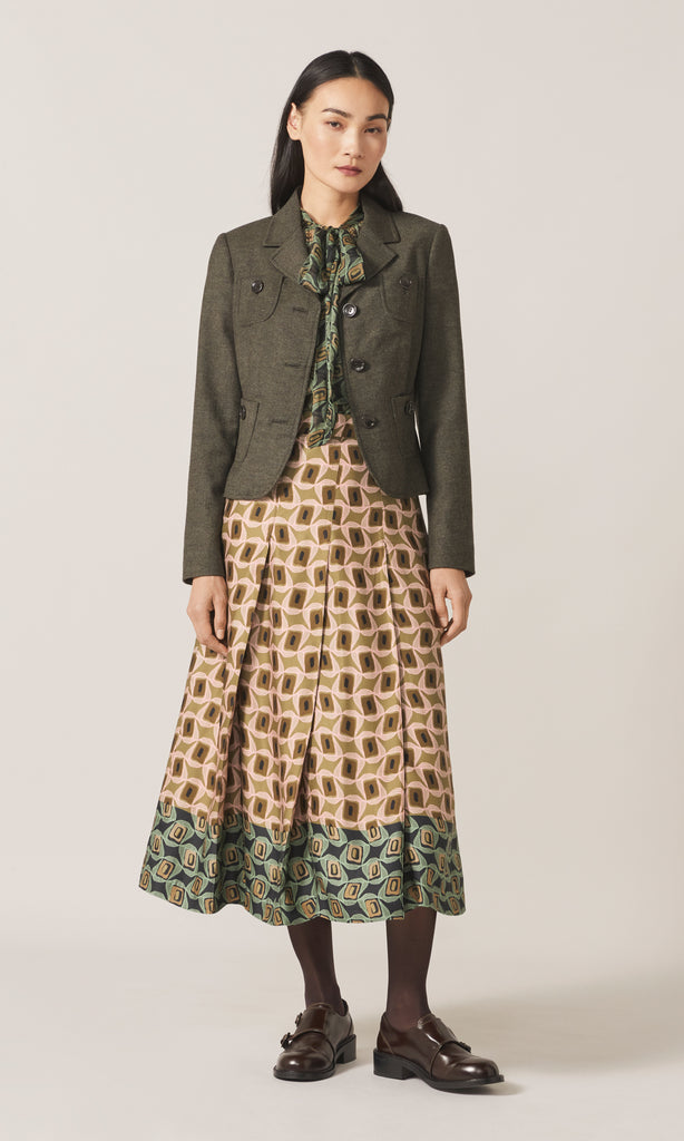 Primrose Pleated Skirt Olive