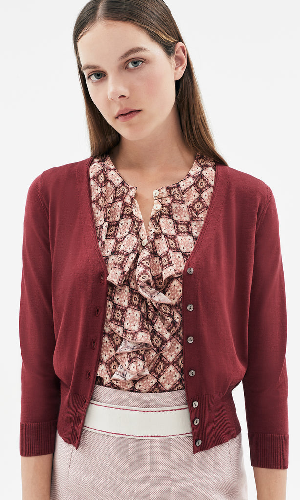 Selene V-Neck Cardigan Tayberry