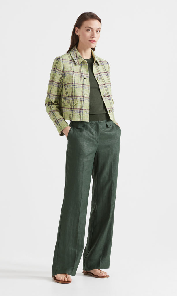 Retro Plaid button up Jacket Lime