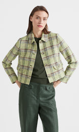 Retro Plaid button up Jacket Lime