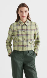 Retro Plaid button up Jacket Lime
