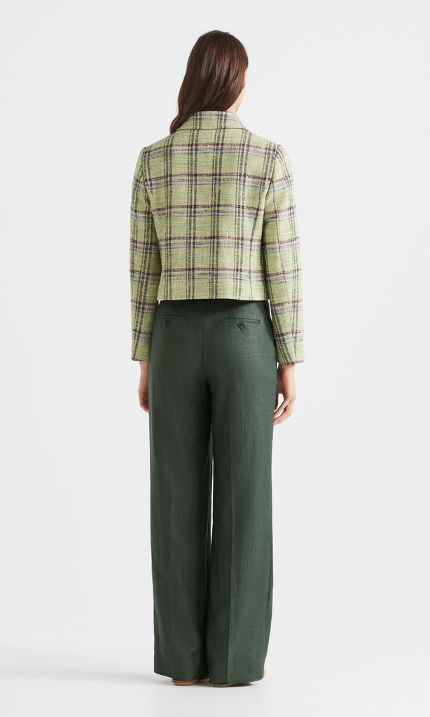 Retro Plaid button up Jacket Lime