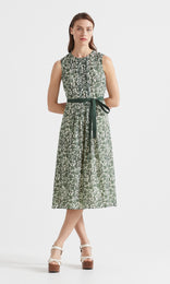Duotone Pleat Detail Dress Evergreen