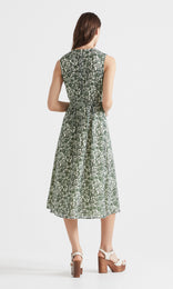 Duotone Pleat Detail Dress Evergreen