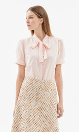 Anvers S/Sleeve Bow Shirt Soft Pink
