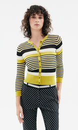 Ciro Stripe Cardigan Blk/Creme/Citron