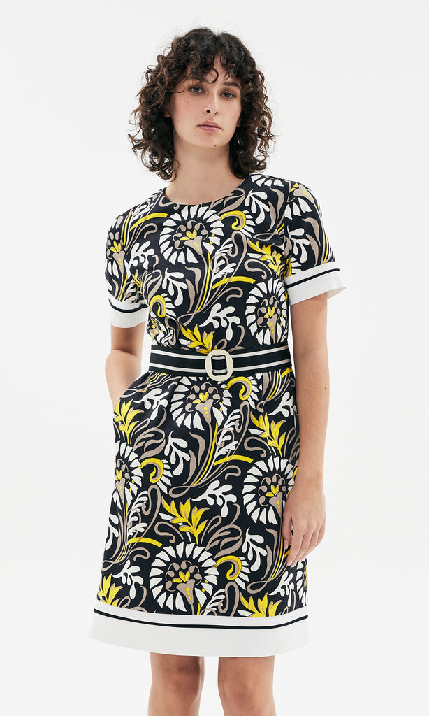 Ipanema Dress Blk/White/Citron