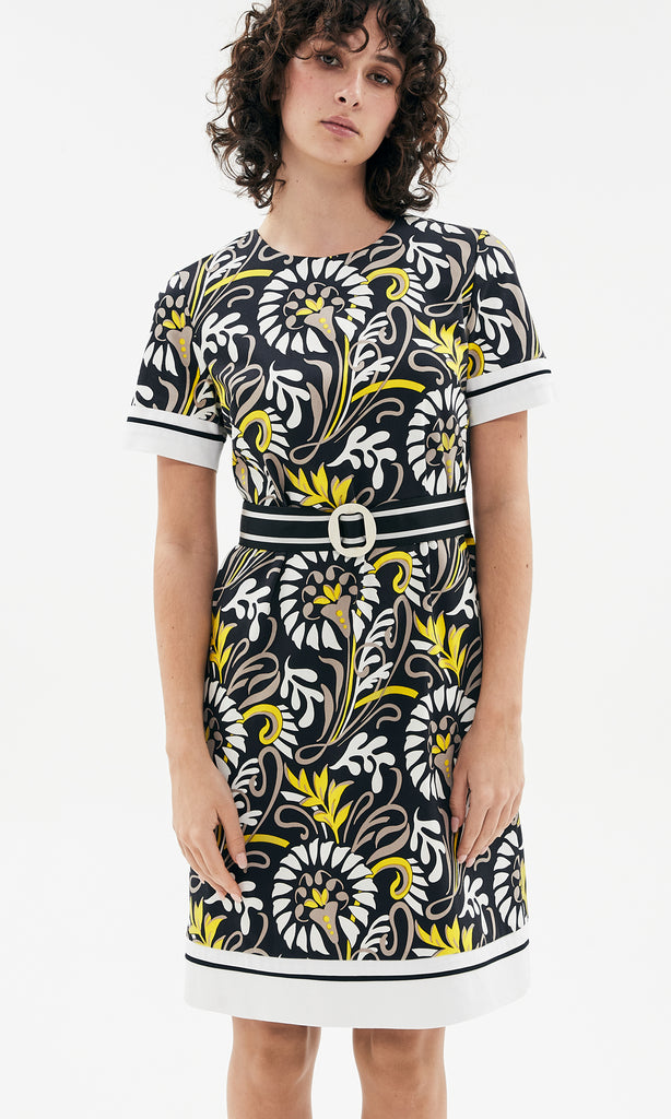 Ipanema Dress Blk/White/Citron