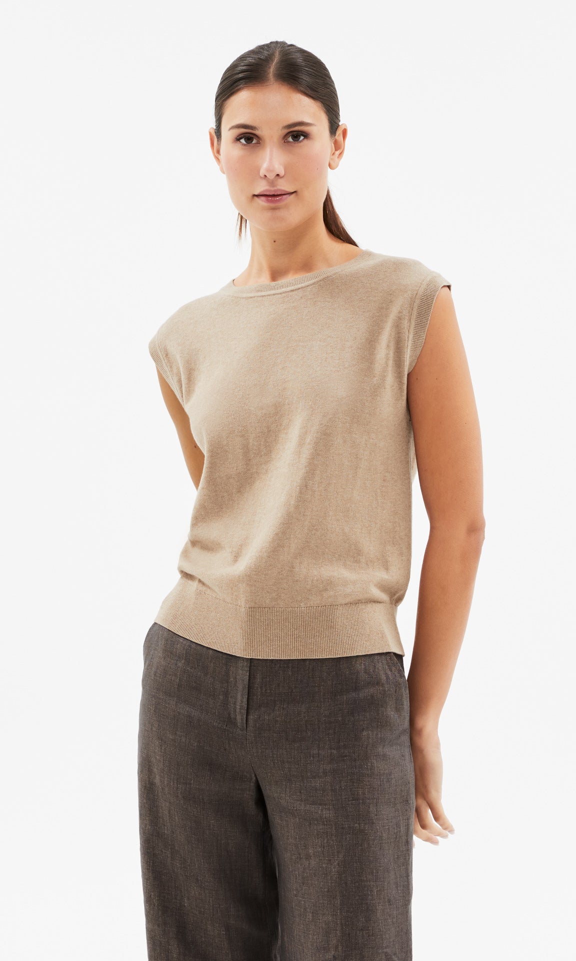 Piemonte Slouchy Vest Taupe