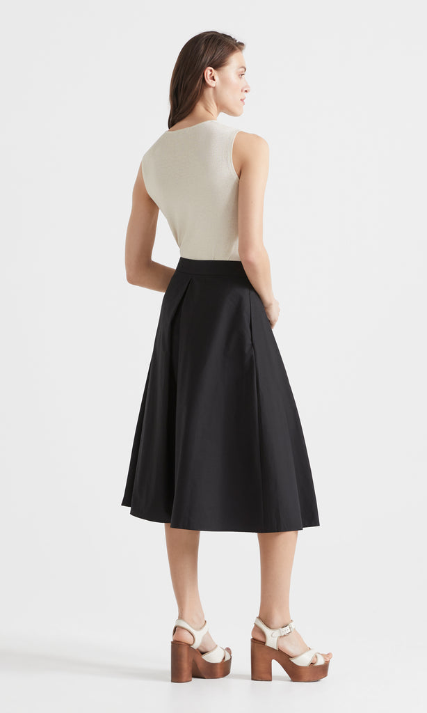 Parigi Front Pleat Skirt Black