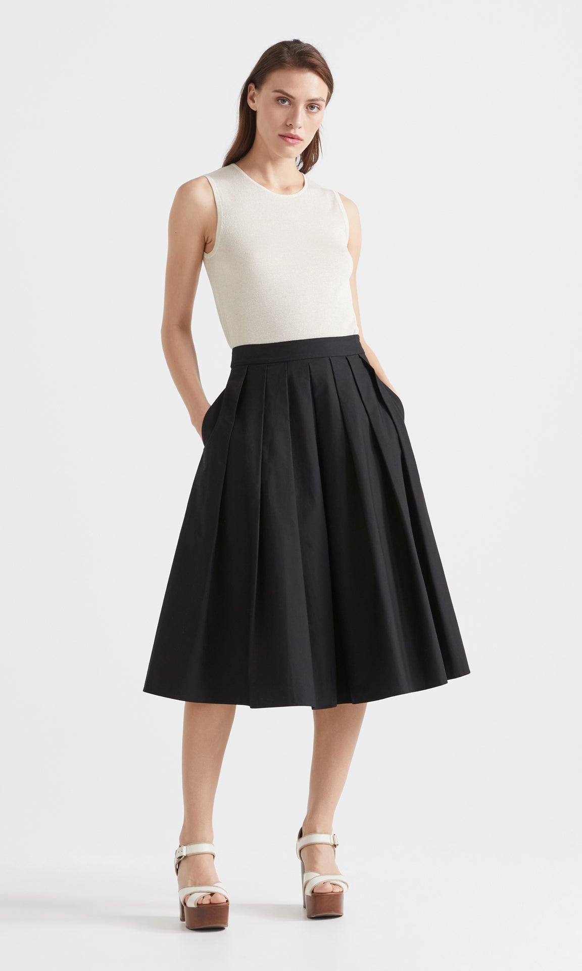 Parigi Front Pleat Skirt Black