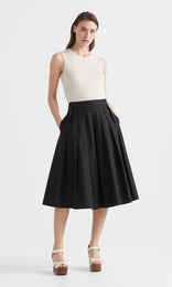 Parigi Front Pleat Skirt Black