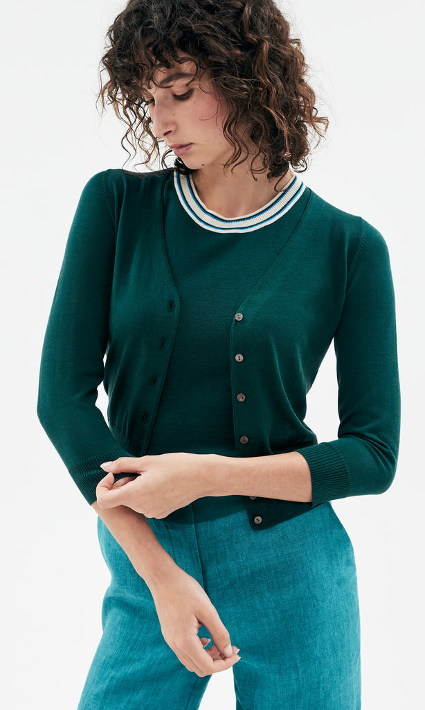 Selene V-Neck Cardigan Petrol