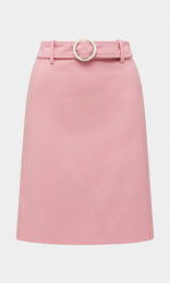 Abbey sumptuous wool blend smart cropped short tailored three button round collared jacket with patch pocket detailing in soft pink